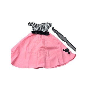 Pink Adult Poodle Dress Costume With Belt Scarf & Sequin Details Size M By Chara